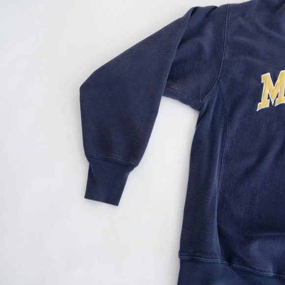 Vintage 90'S Steve And Barry's Navy Mi Wolverines University Crew Neck Sweater S - Picture 9 of 11